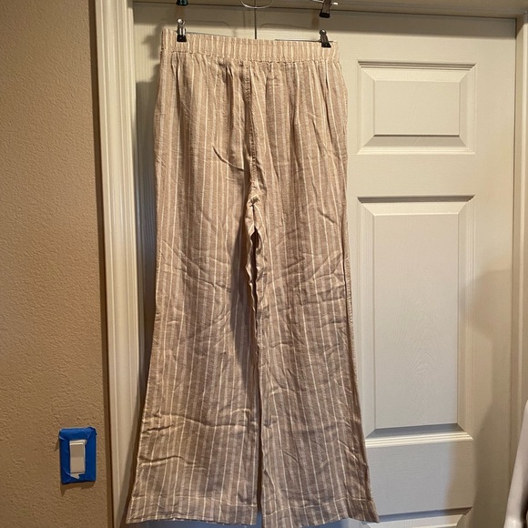 Tan and cream striped wide leg pants - Picture 4 of 4